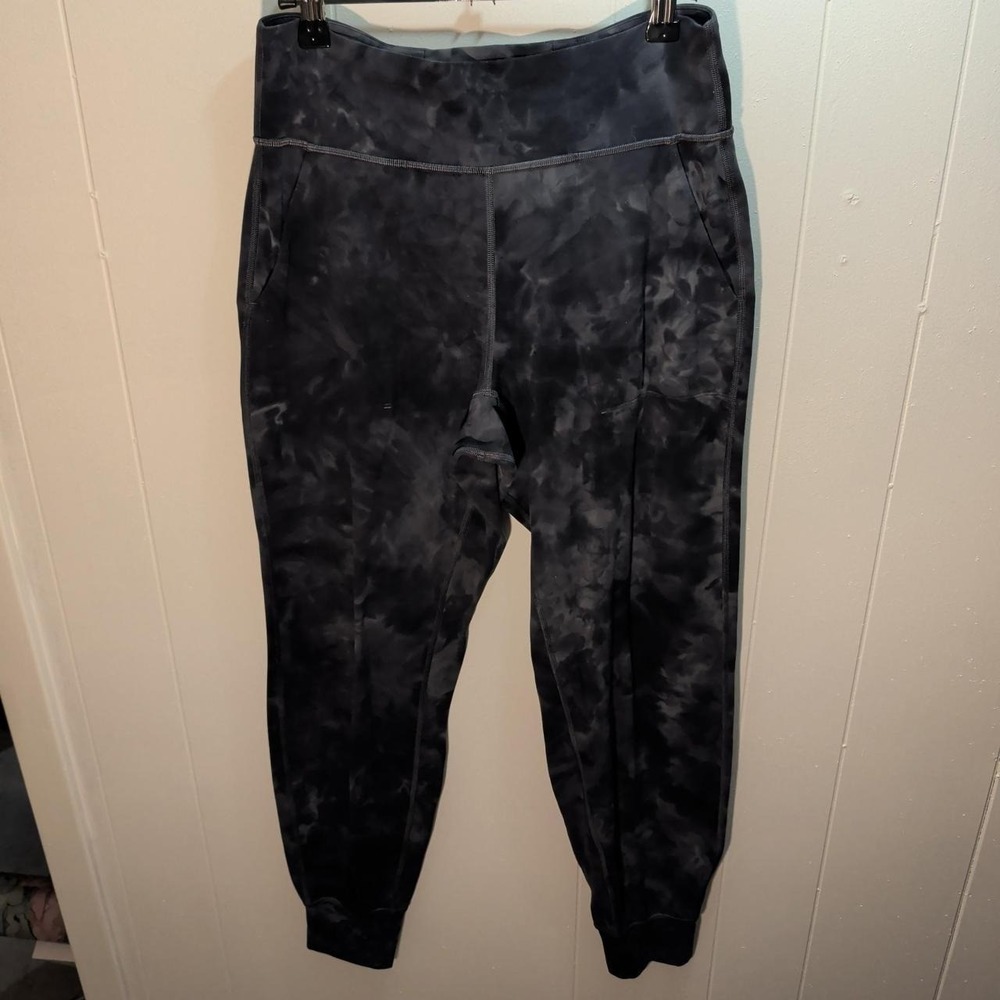 Womens Lululemon Black Grey Tie Dye Align Joggers Size 8 Good High Rise Pocket
